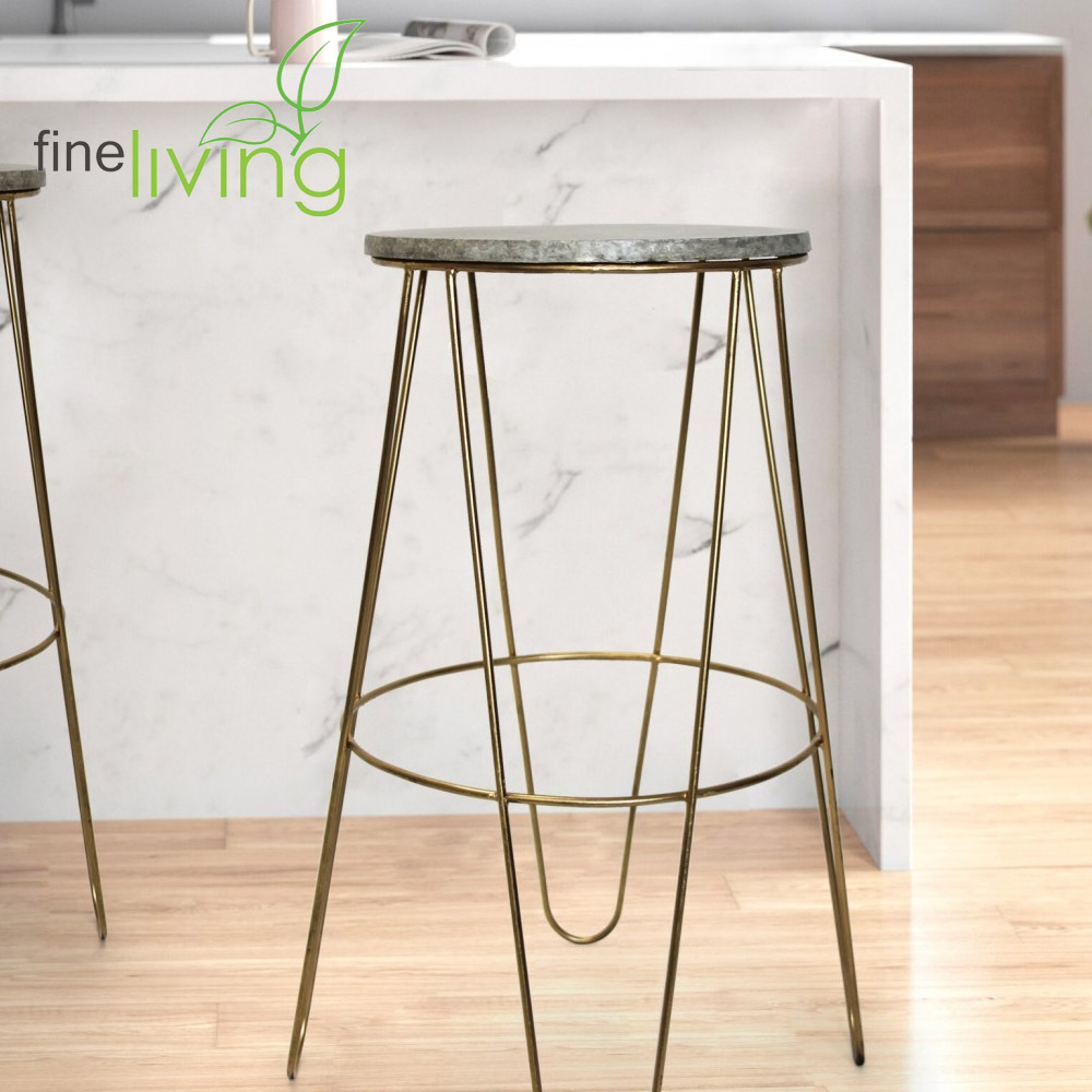 Grey Wood Grain Hairpin Bar Stool