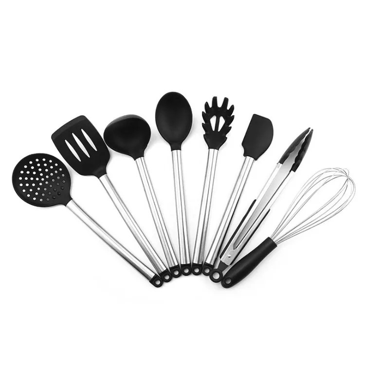8 Piece Silicone & Steel Utensil Set