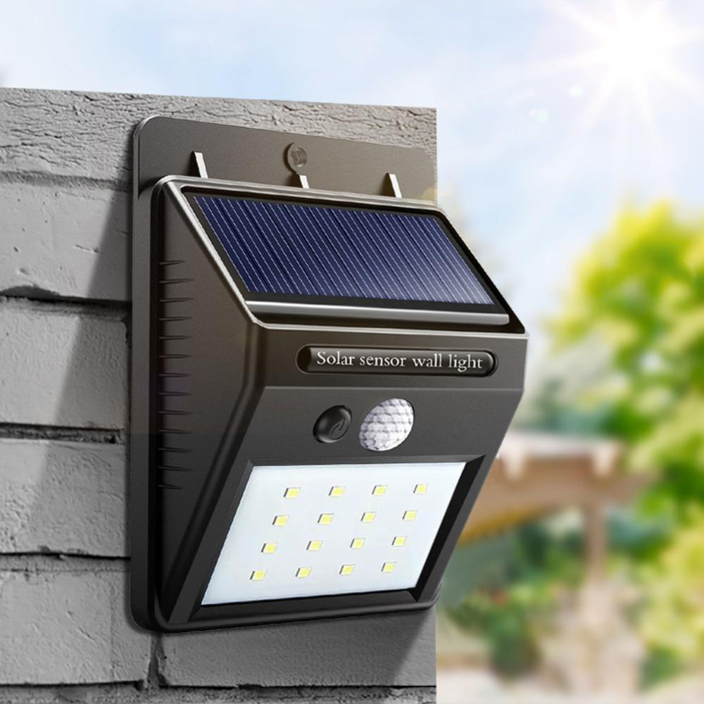 Pack of 4 Waterproof Motion Detecting PIR Solar Powered LED Wall Lights