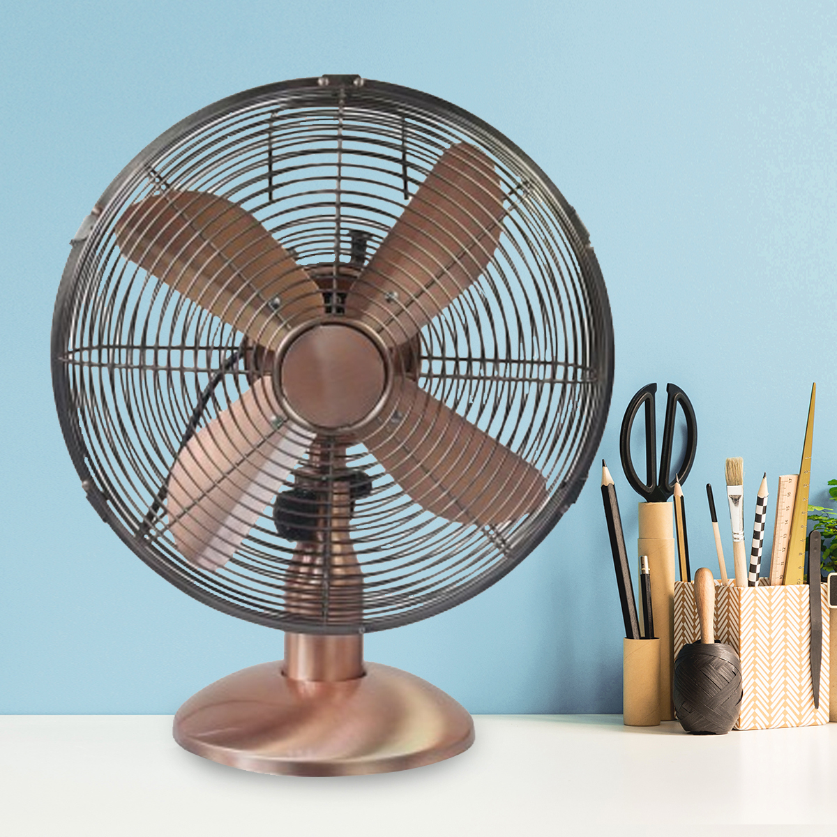 3-Speed Antique Style Copper Coated Table Fan