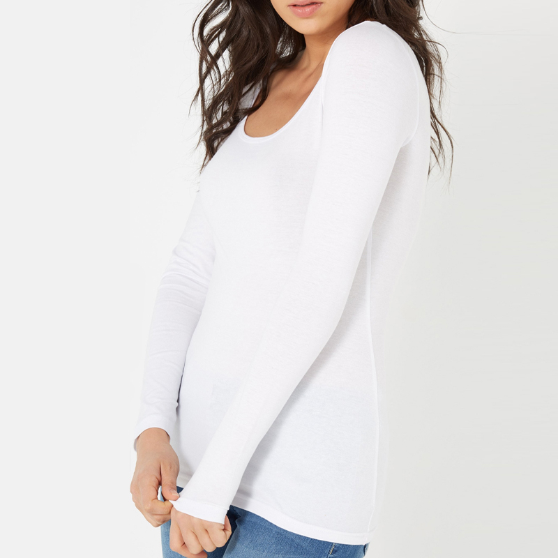 Every Day White Long Sleeve Fitted Top