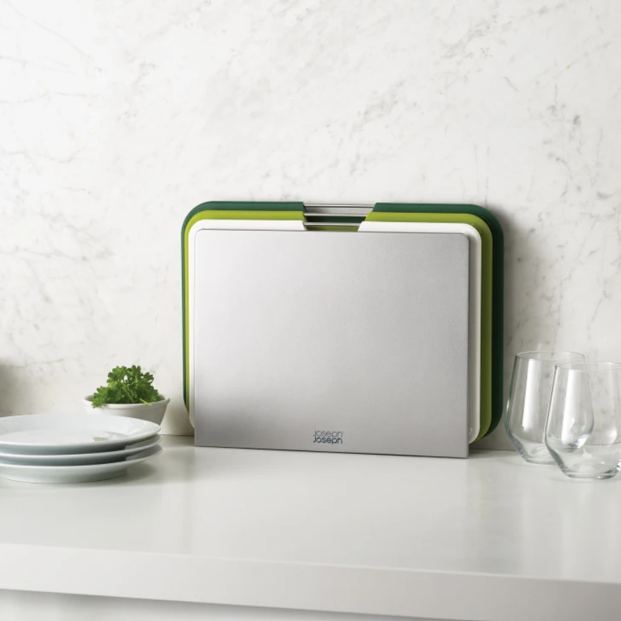 Set of 3 Large Nest Chopping Boards with Storage Stand