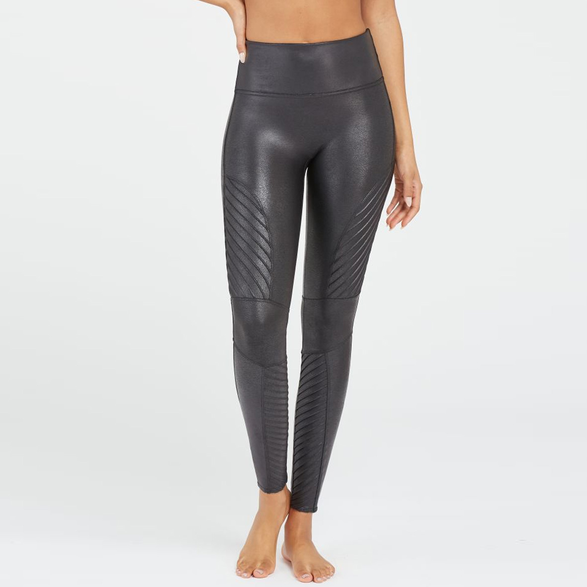 Faux Leather Moto Leggings in Black
