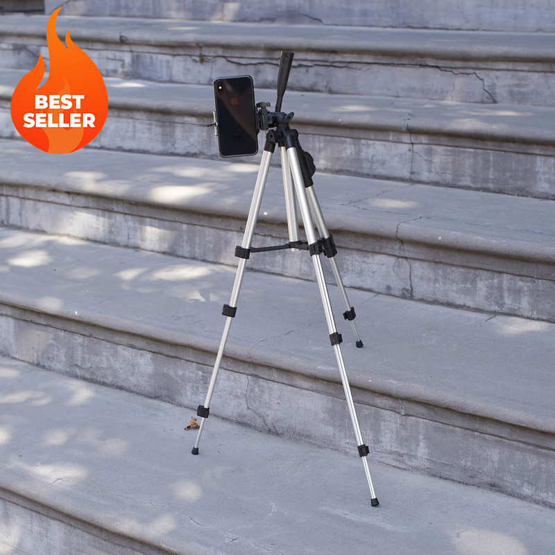 Adjustable Height Photography Tripod with Bluetooth Selfie Remote