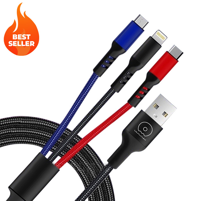 3-in-1 1m Super Durable Braided Charging Cable (Lightning, Type C & Micro USB)