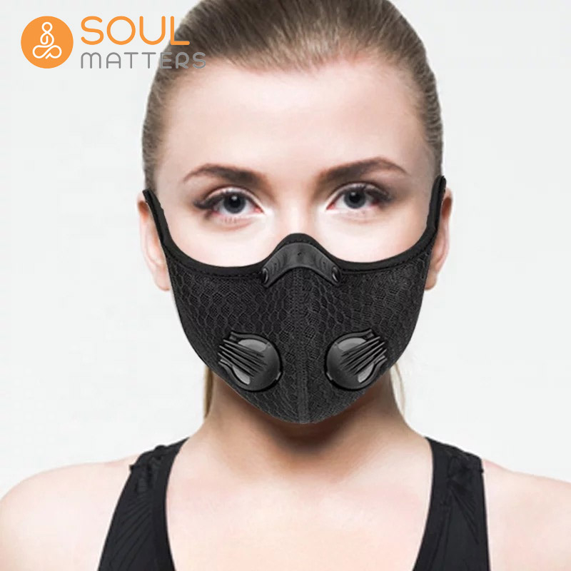 Pack of 2 Sports Face Masks with Double Respiratory Valve