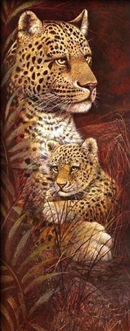 Leopard and Cub (20x40cm)