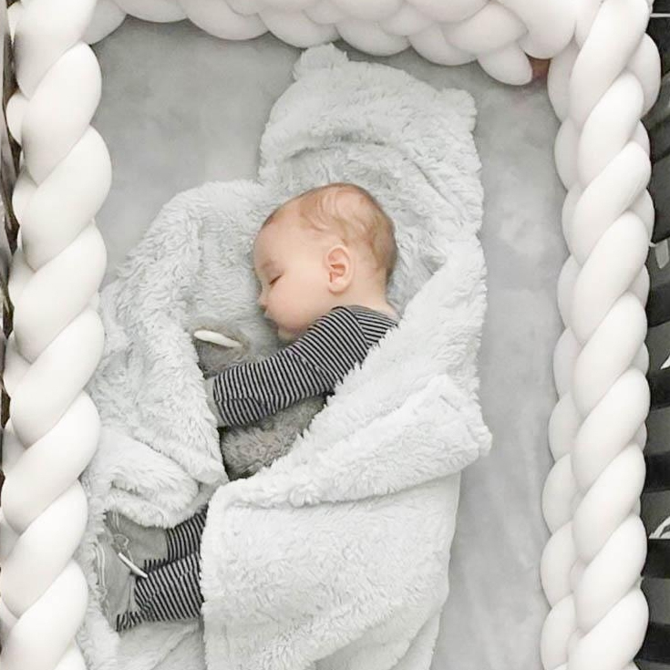 2m Grey Knot Cot Bumper