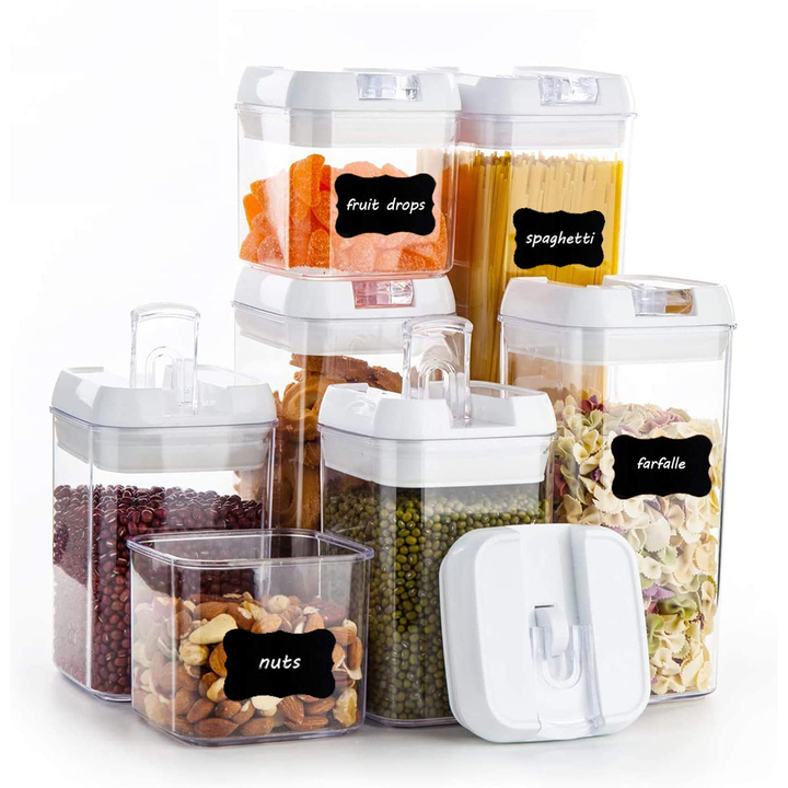 7-Piece Airtight Pantry Food Storage Containers with Easy Lock Lids & 24 Labels