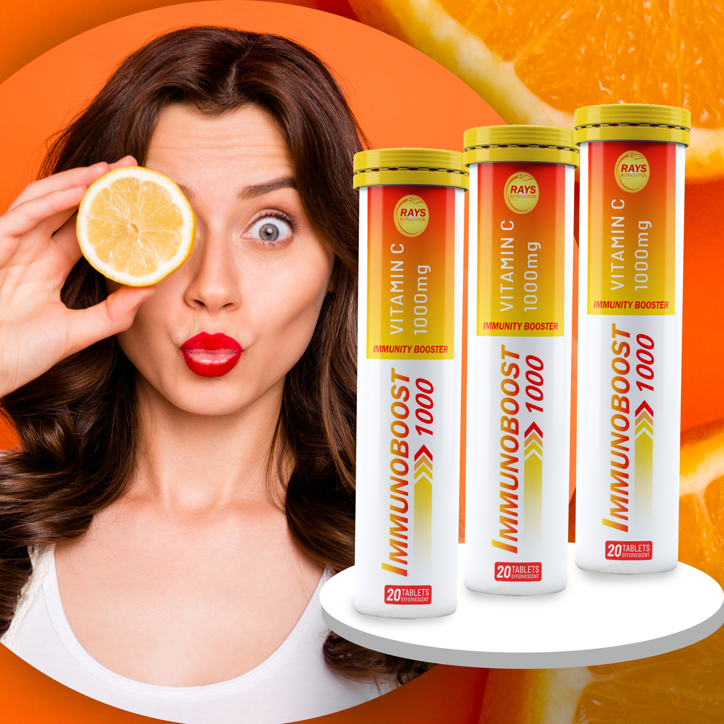 Pack of 3 20 Tablet Immunoboost 1000mg Vitamin C Effervescents