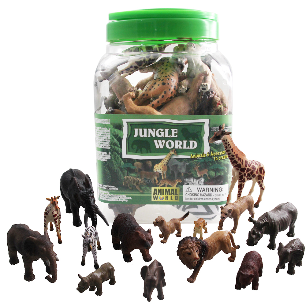 18 Piece Assorted Wild Animal Family Playset 