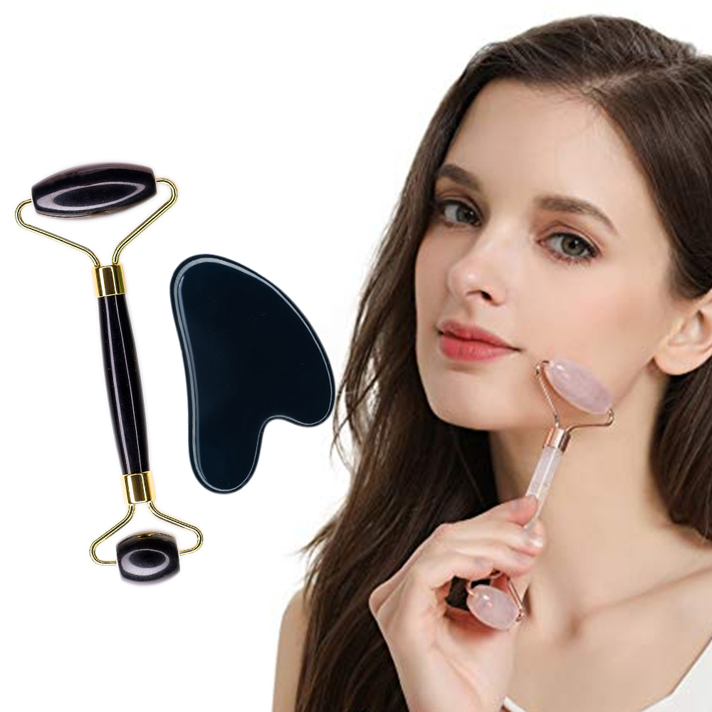 Roll Play 100% Crystal Face Roller and Gua Sha Set