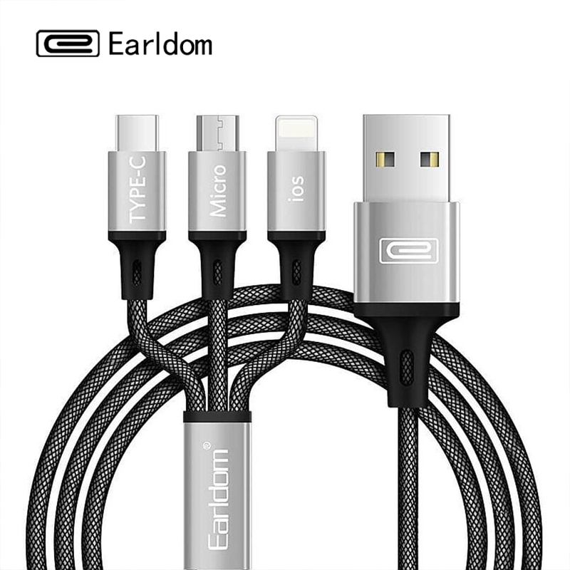 3-in-1 1.2m USB Fast Charging & Data Cable (Lightning, Micro USB & Type C)