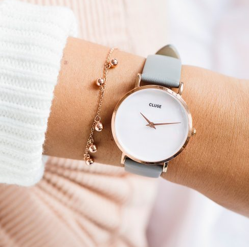 Ladies 33mm Grey Leather Minuit Watch