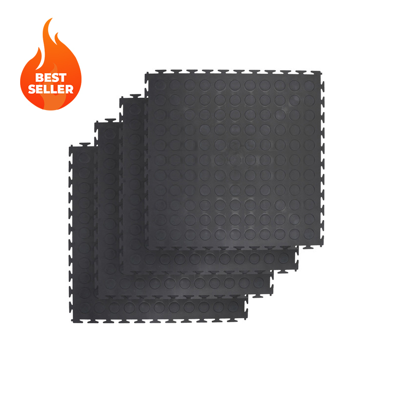 Pack of 4 Interlocking PVC Rubber Tiles (50cm x 50cm each)