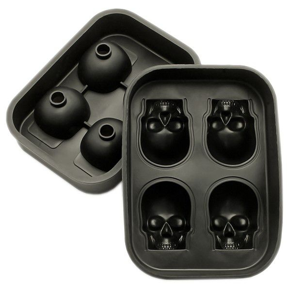 Pack of 2 No Spill Skull Silicone Ice Trays