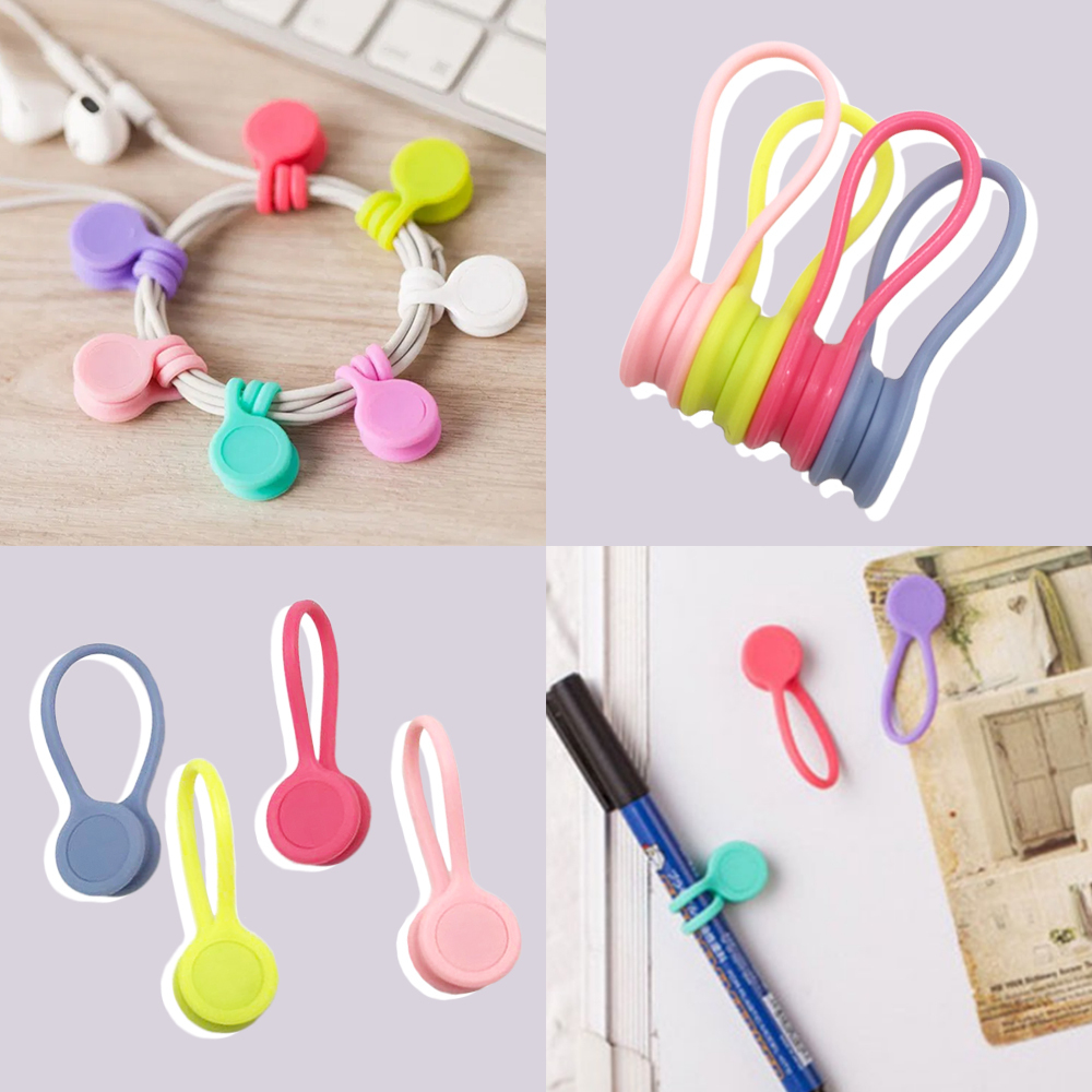 Pack of  8 Colourful Magnetic Cable Clips