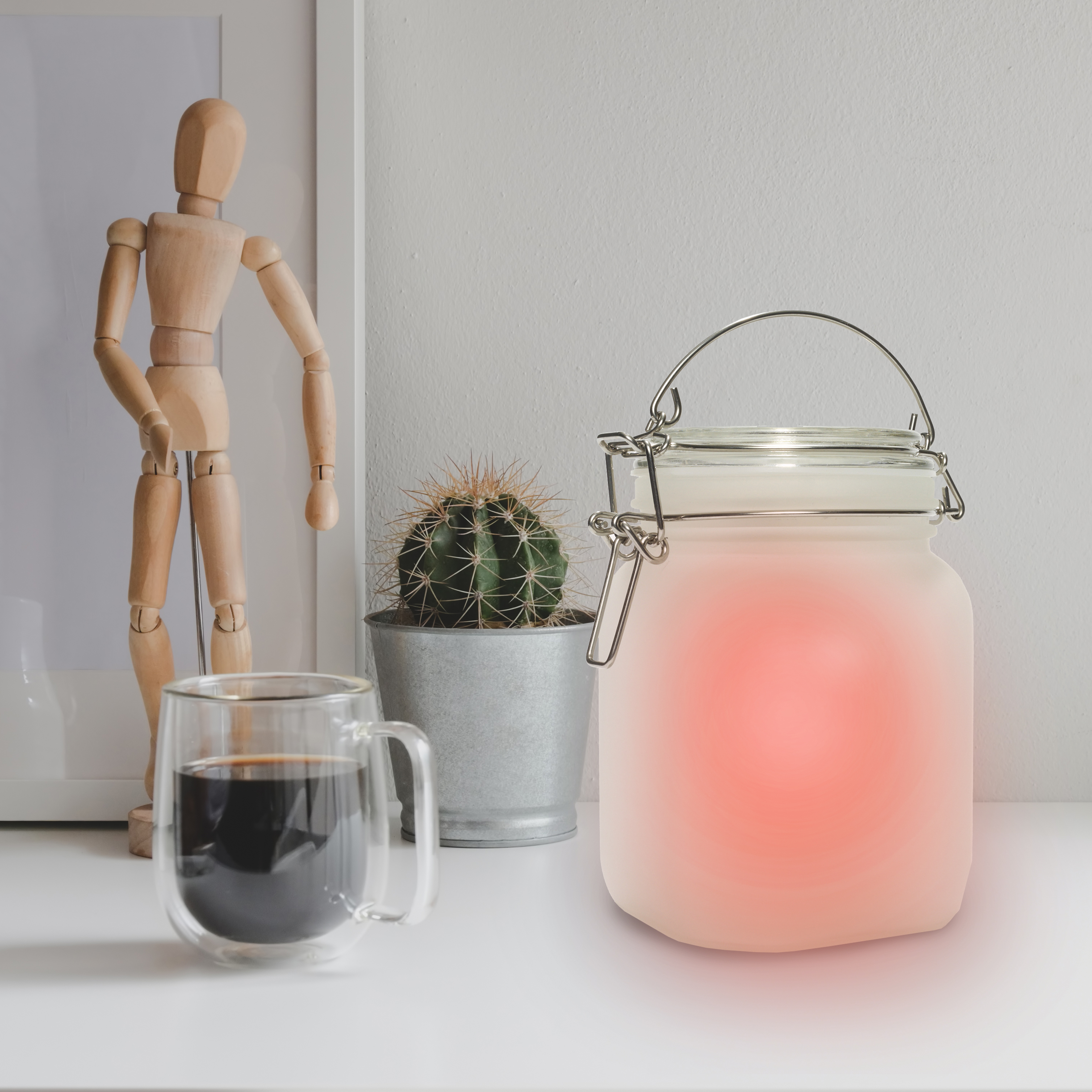 Pack of 2 Frosted Glass Solar Jars