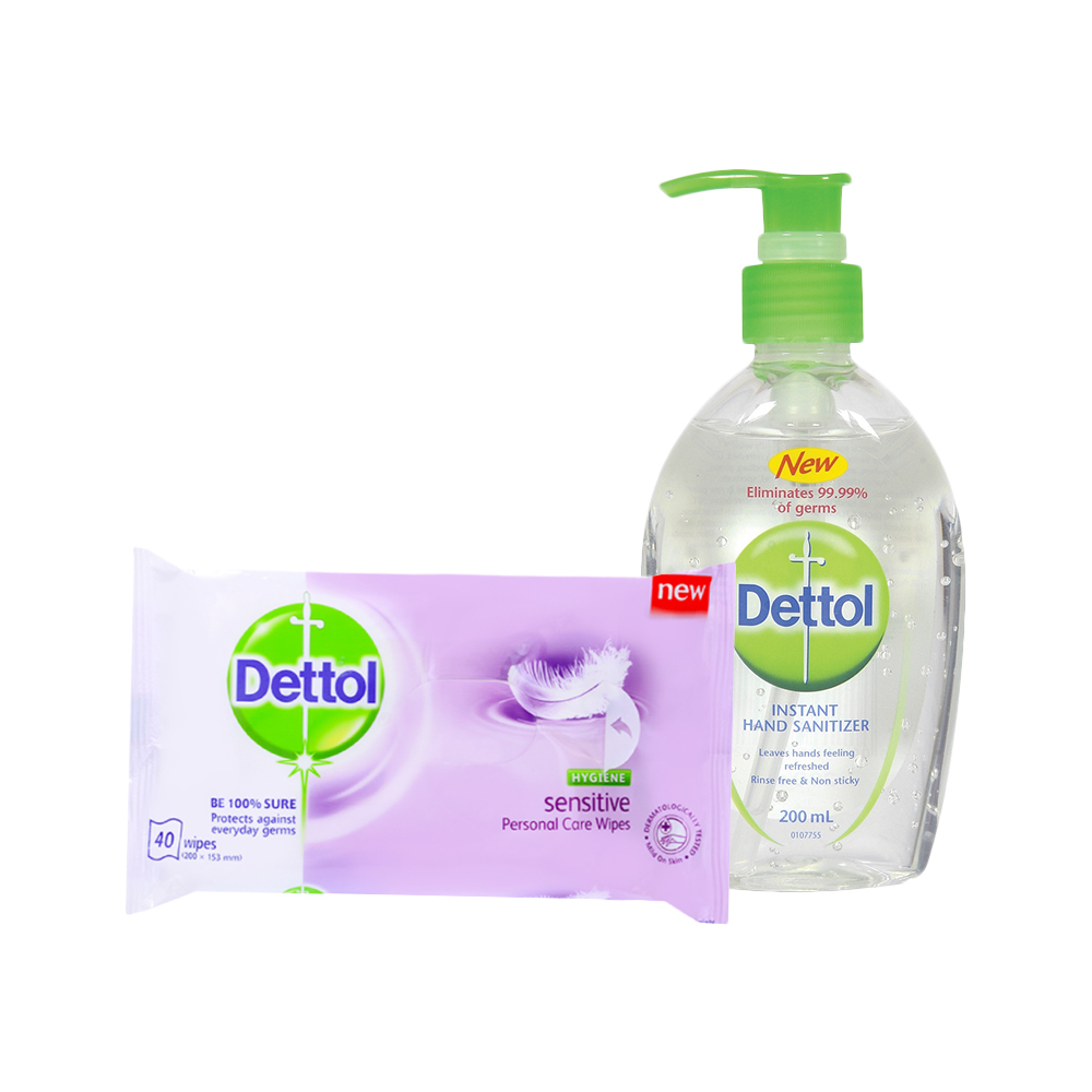 Pack of 40 Original Hygiene Wipes & 200ml Hand Sanitiser Bundle