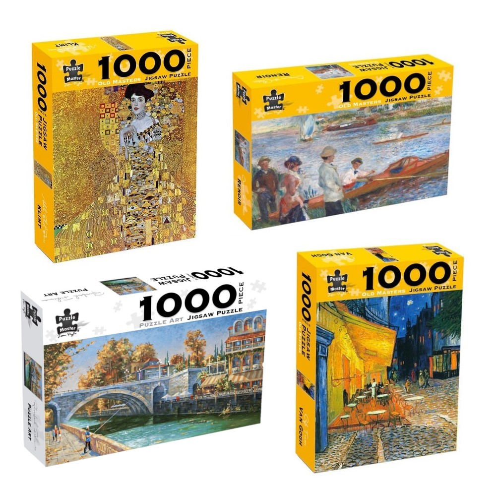 Set of 2 1000-Piece Adult Destination & Famous Art Novelty Jigsaw Puzzles