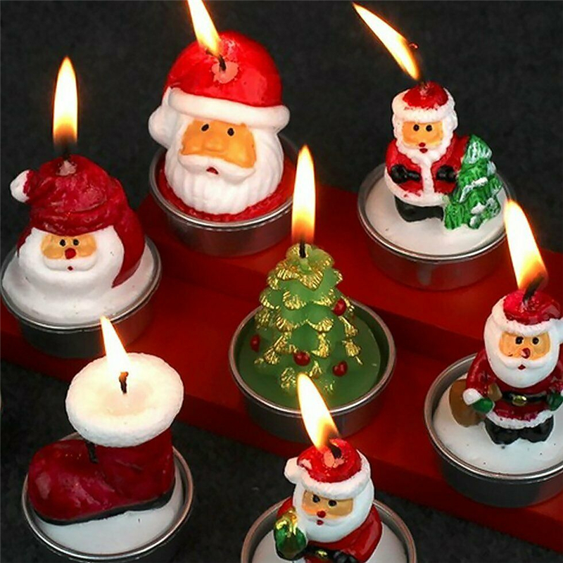Set of 12 Novelty Christmas Themed Candles