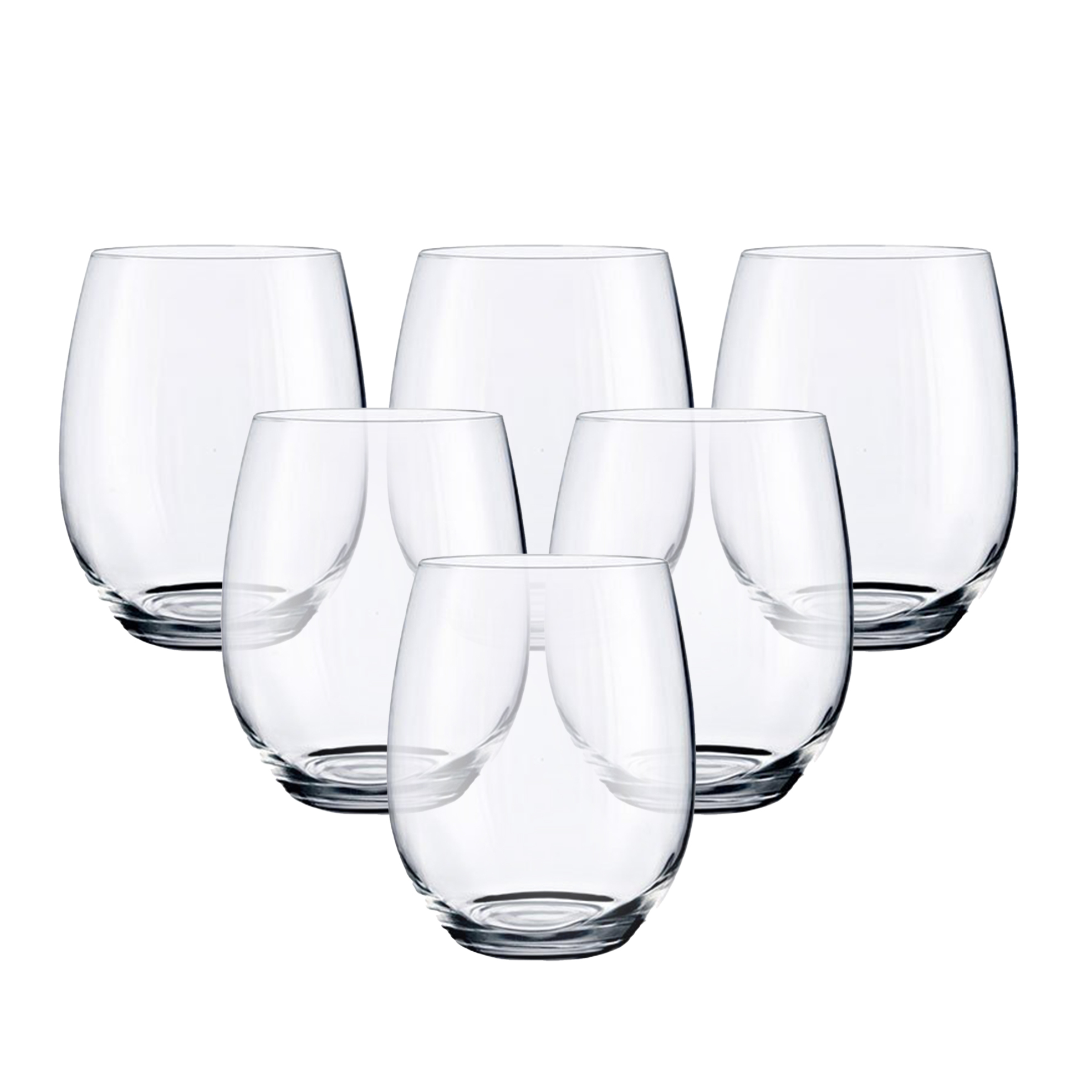 Set of 6 Victoria Flame-Polished Stemless Glasses