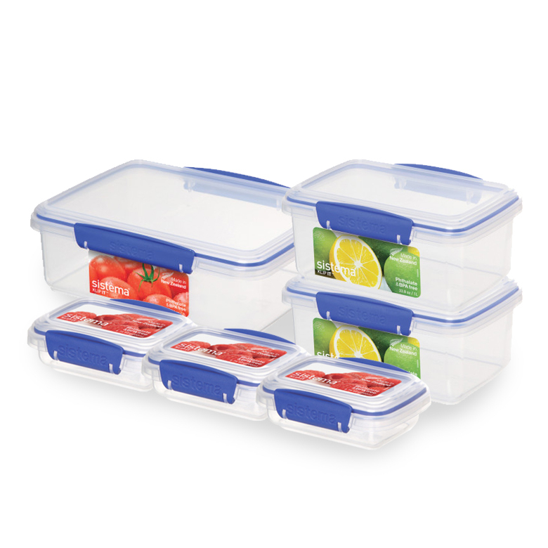 Pack of 6 Rectangular Klip It Food Containers