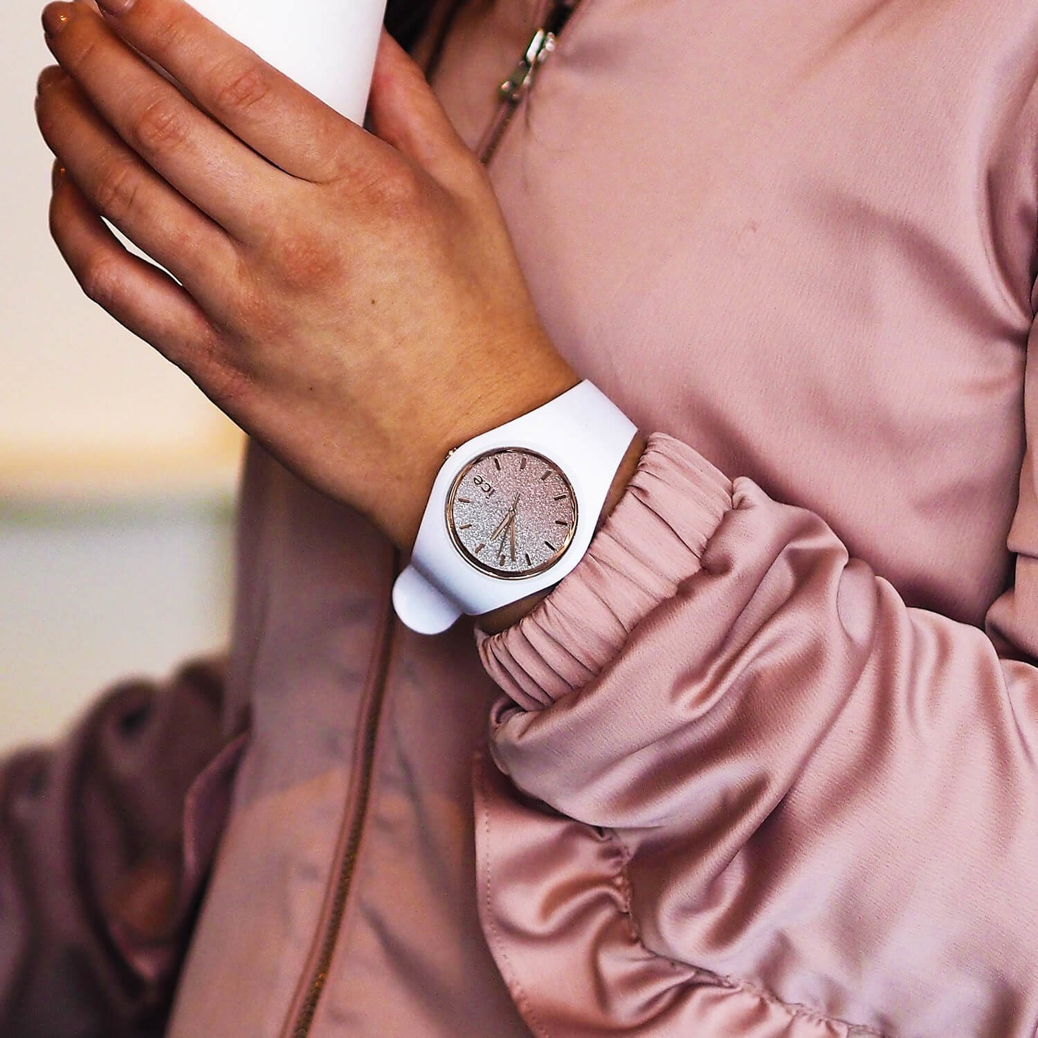 Ladies White Pink Silicone Watch