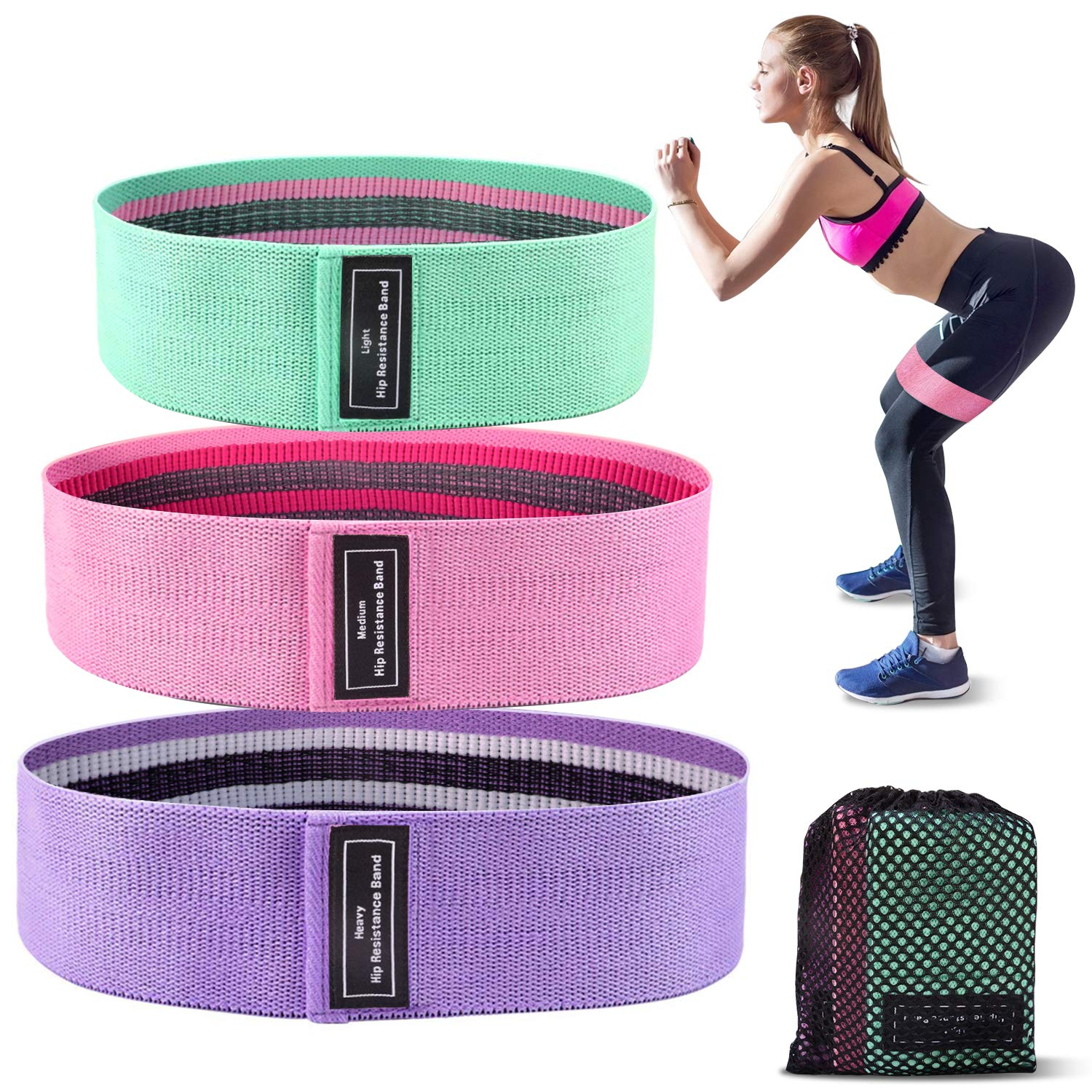 Set of 3 Fabric Resistance Training Bands