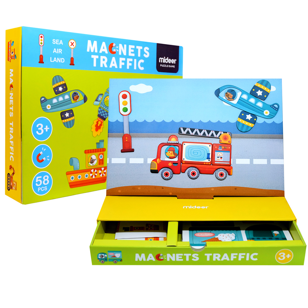 Magnetic Traffic Puzzle Box with Activity Cards