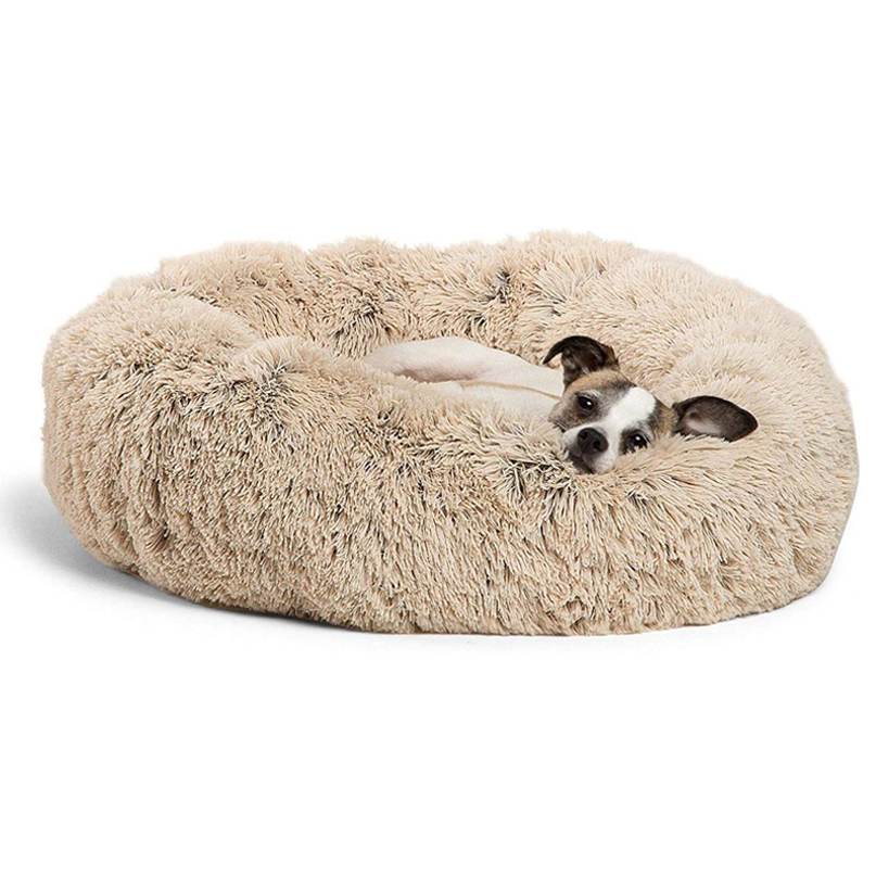 Round Shaggy Donut Pet Bed