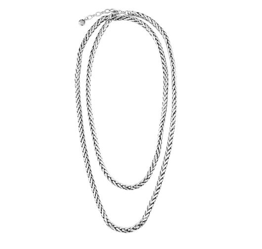 Burnished Silver Wheat Chain Luxedo Necklace