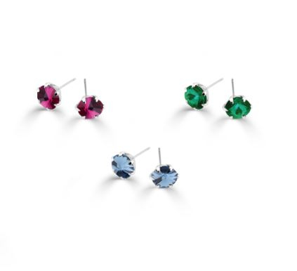 Set of 3 Pure Bliss Rivoli-Cut  Stud Earrings