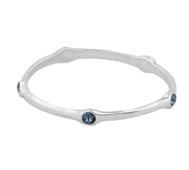 Burnished Silver Bangle with Denim Blue Swarovski® Crystals