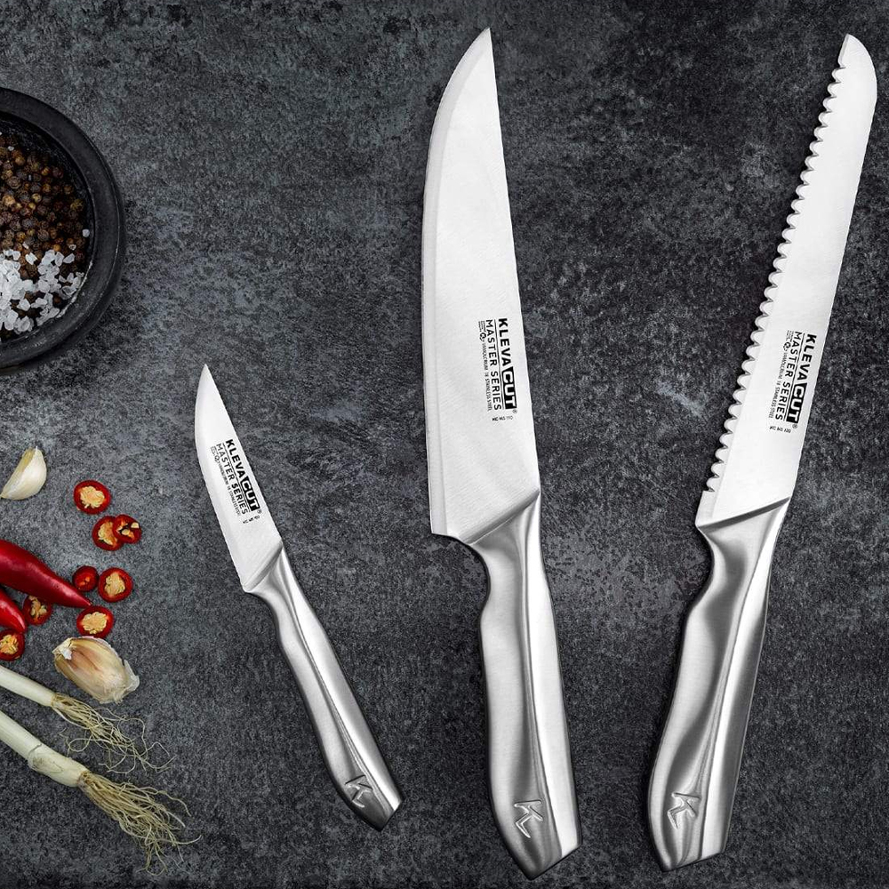 3 Piece Vamolcrium Japanese Steel Master Series Professional Knife Set