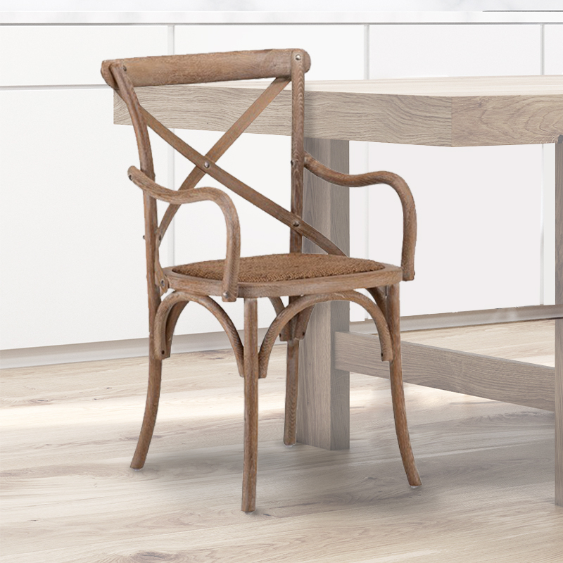 Cross Back Oak Frame Dining Chair