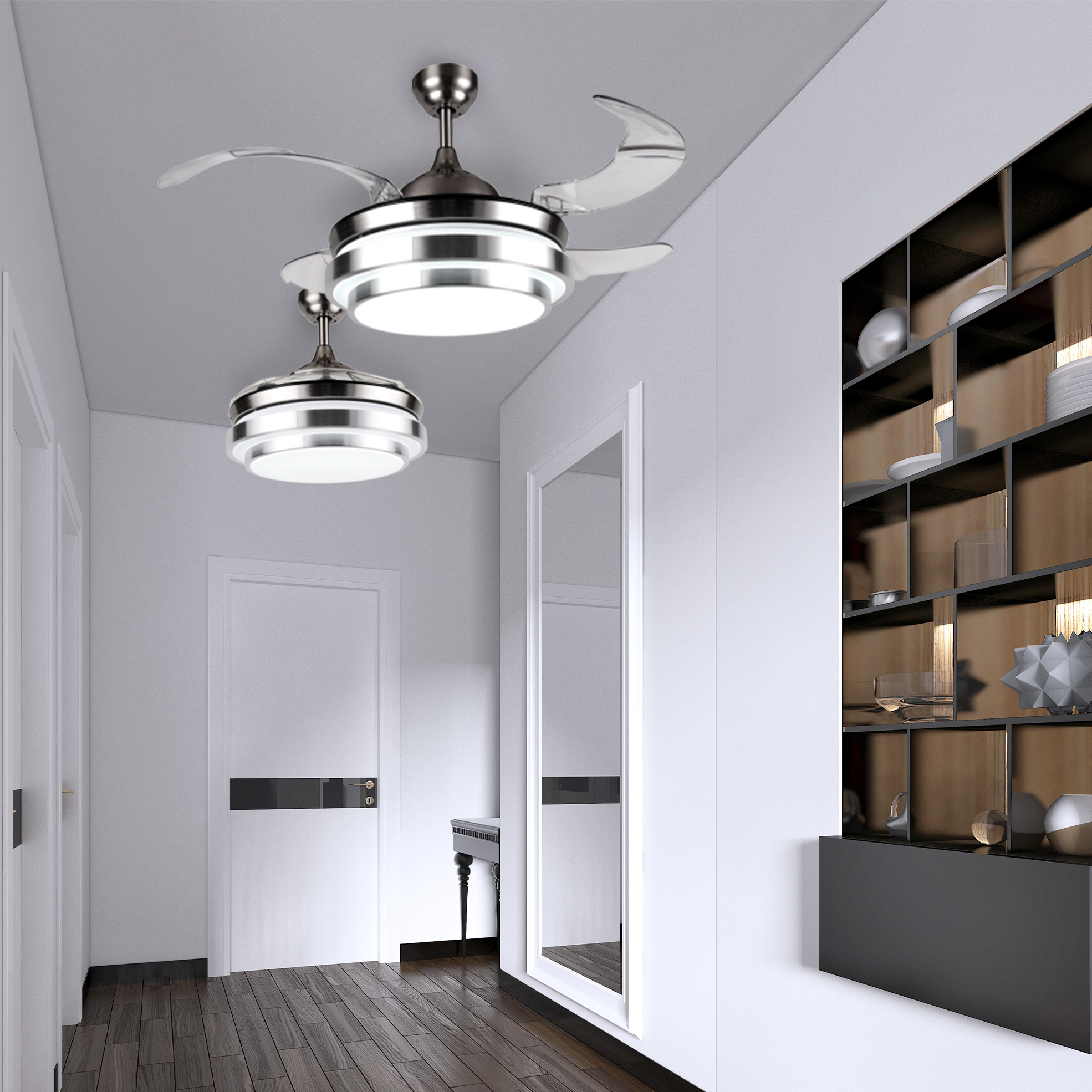 Remote Controlled Retractable Blade Fan with Light