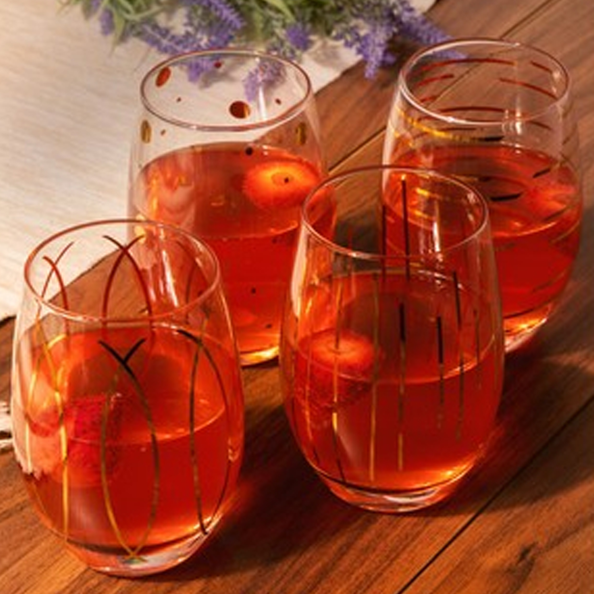 Set of 4 590ml Metallic Gold Stemless Wine Glasses