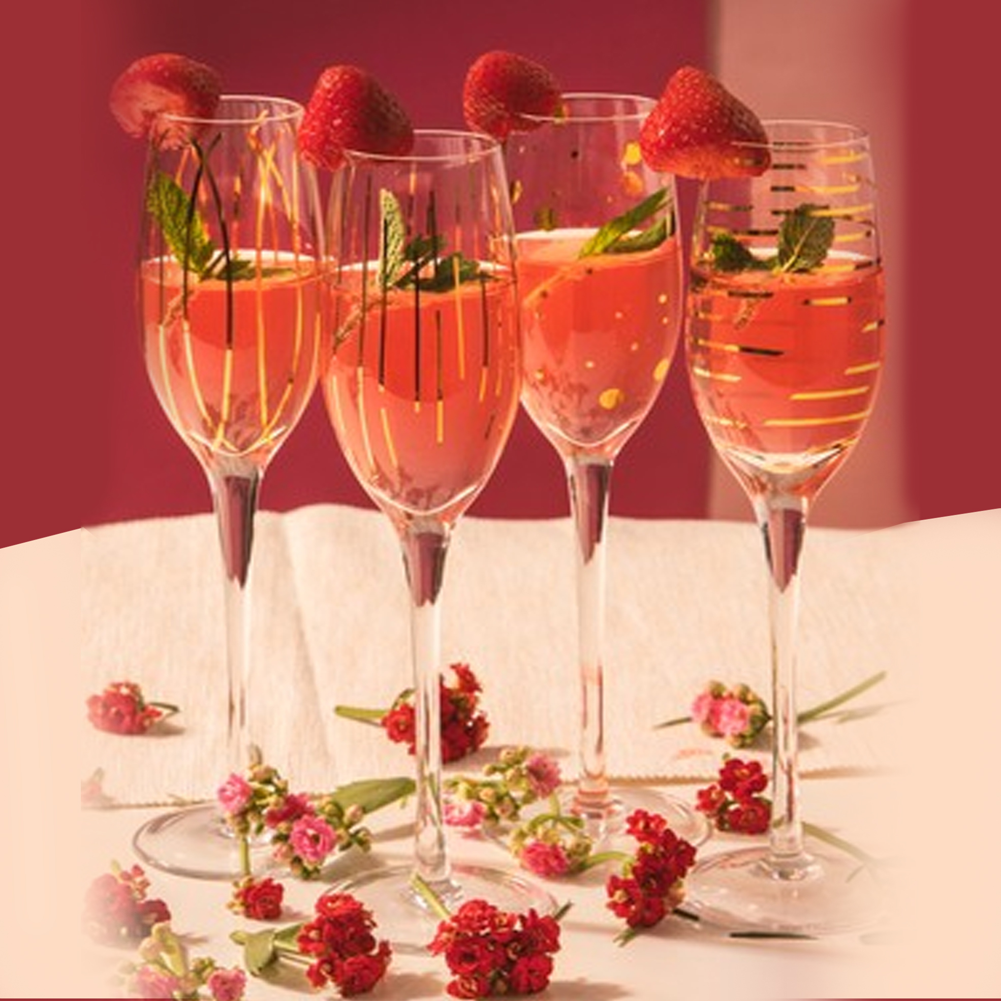 Set of 4 210ml Metallic Gold Champagne Flute