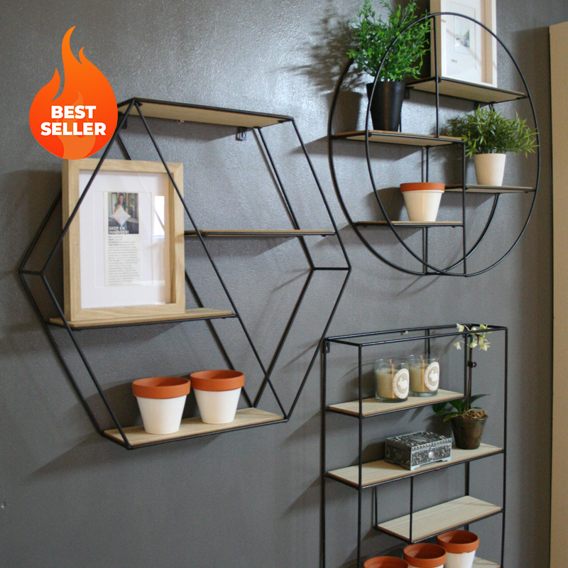 Steel and Wood Geometric Shelf