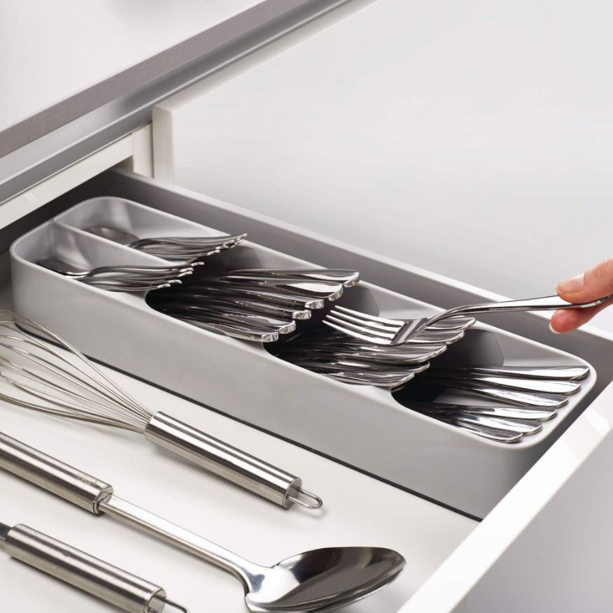 Grey Cutlery Drawer Organiser