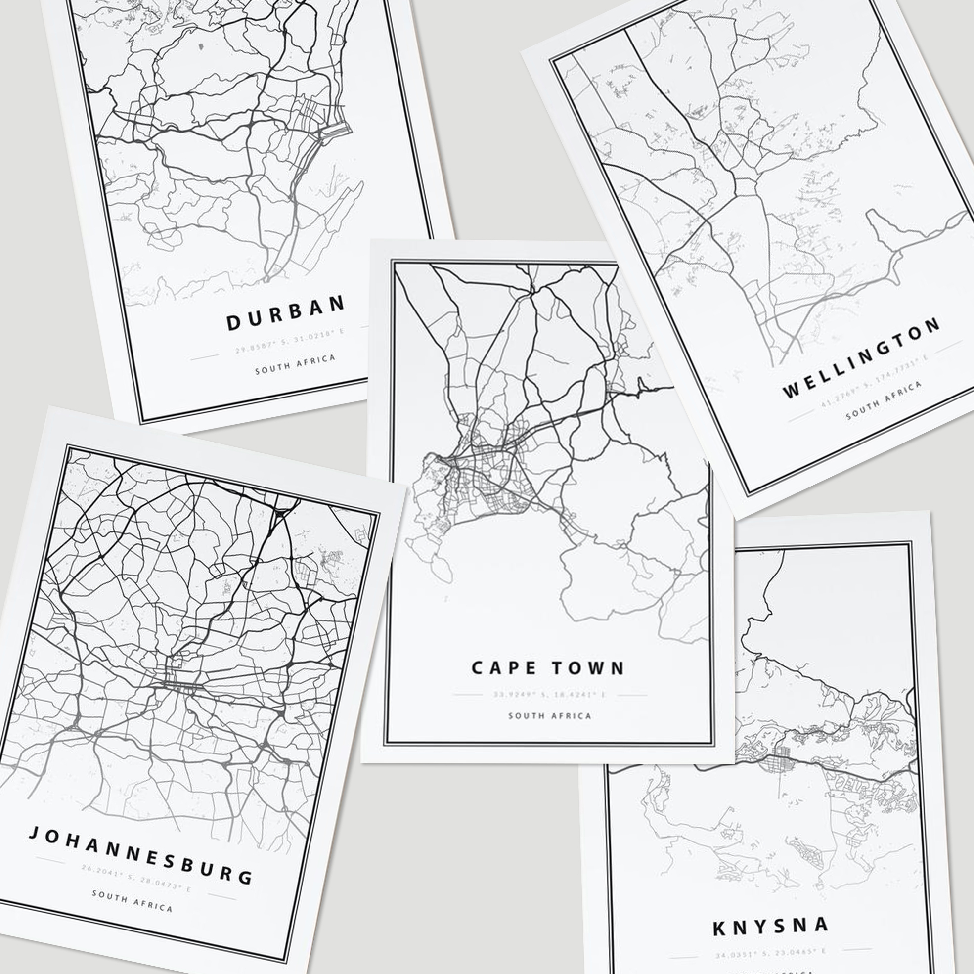 Pack of 2 Map Wall Art Prints