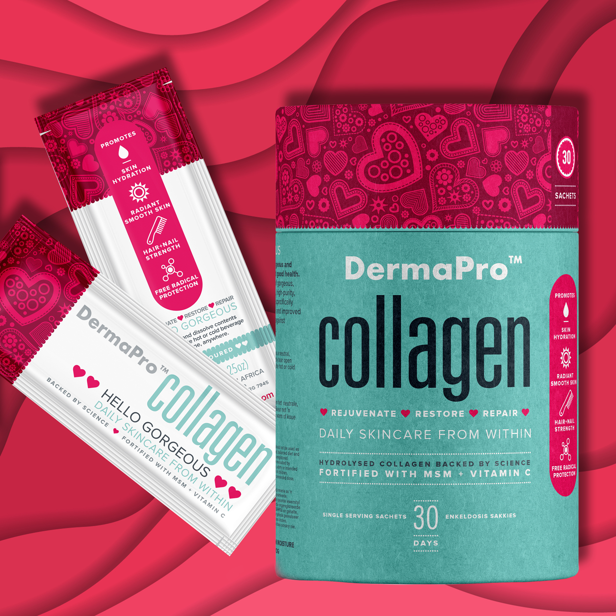 210g All-Natural Fortified Collagen 30-Day Supplement Sachets (Single Serving Doses)
