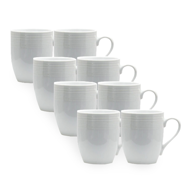 Set of 8 340ml Nordic White Mugs