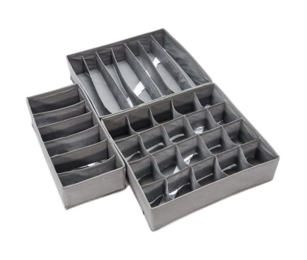 Set of 3 Collapsible Underwear Drawer Organisers