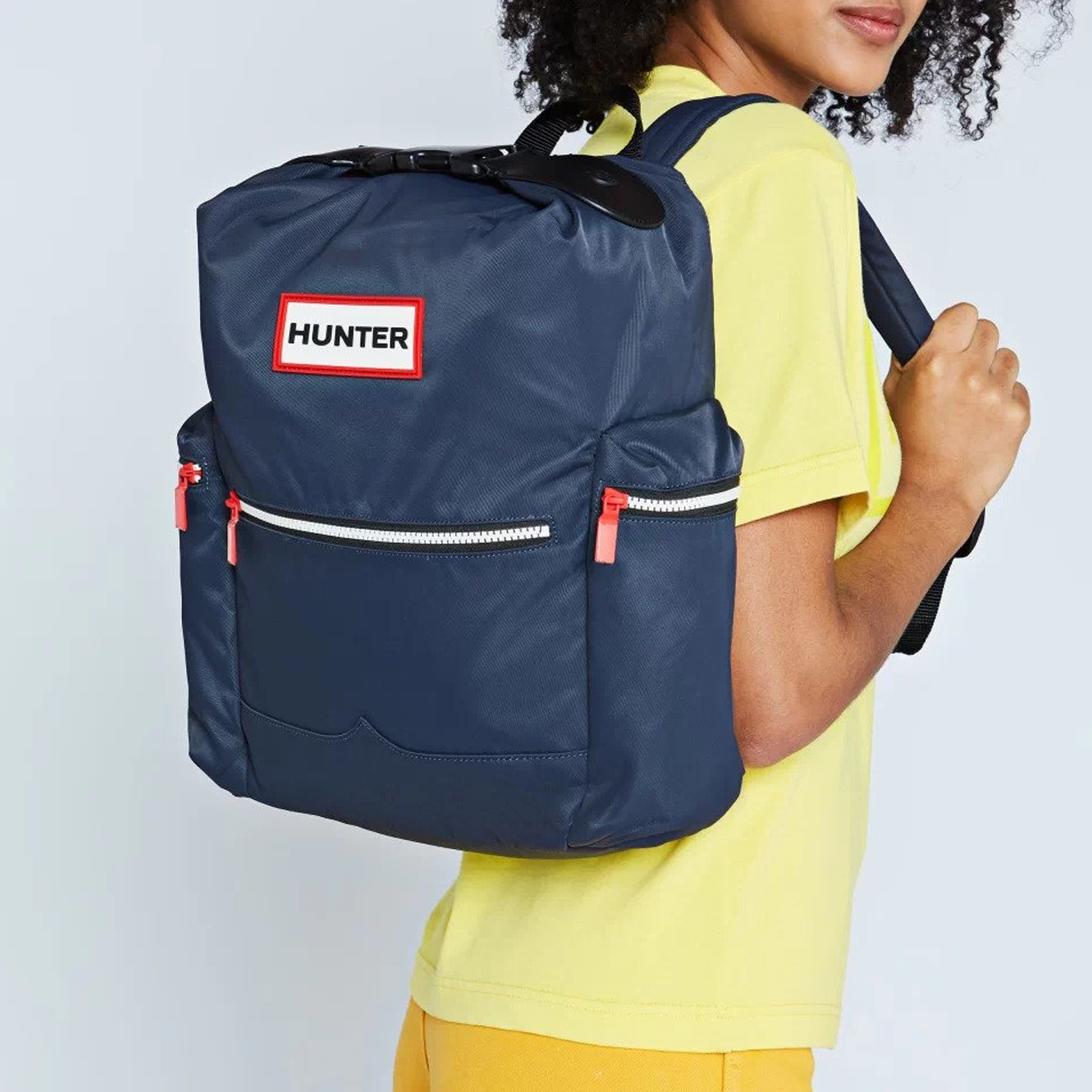 Original Top Clip Nylon Backpack with Leather Trim