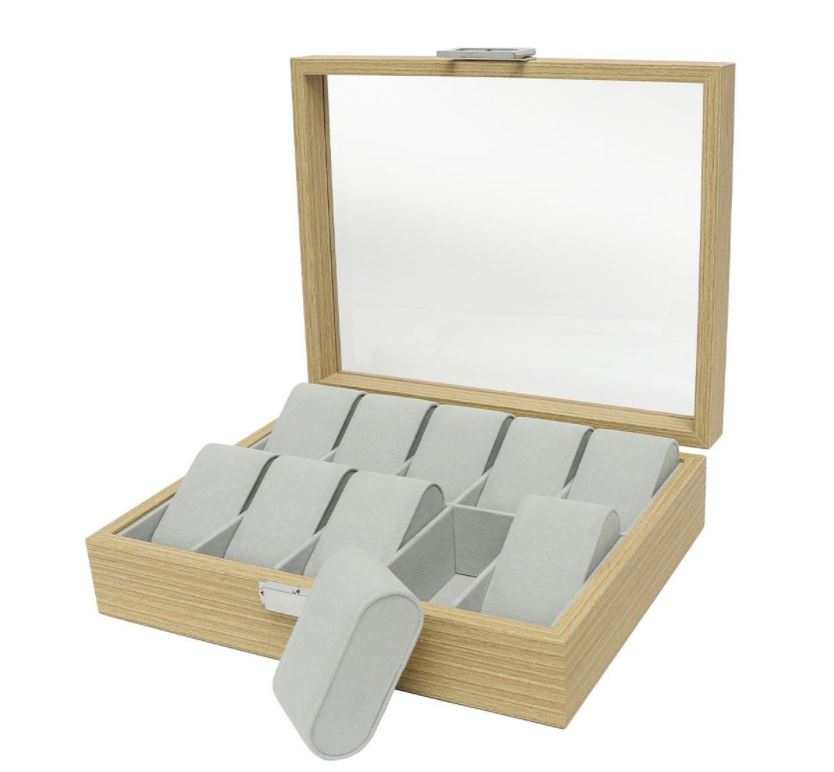 10 Slot Watch Display Organizer Box with Transparent Lid