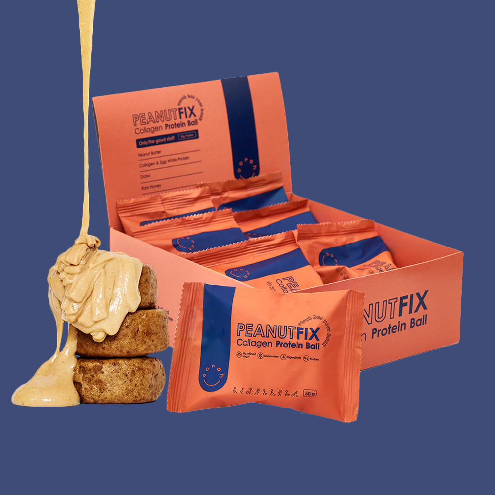 Pack of 12 50g PeanutFix Peanut Butter Collagen Protein Bars