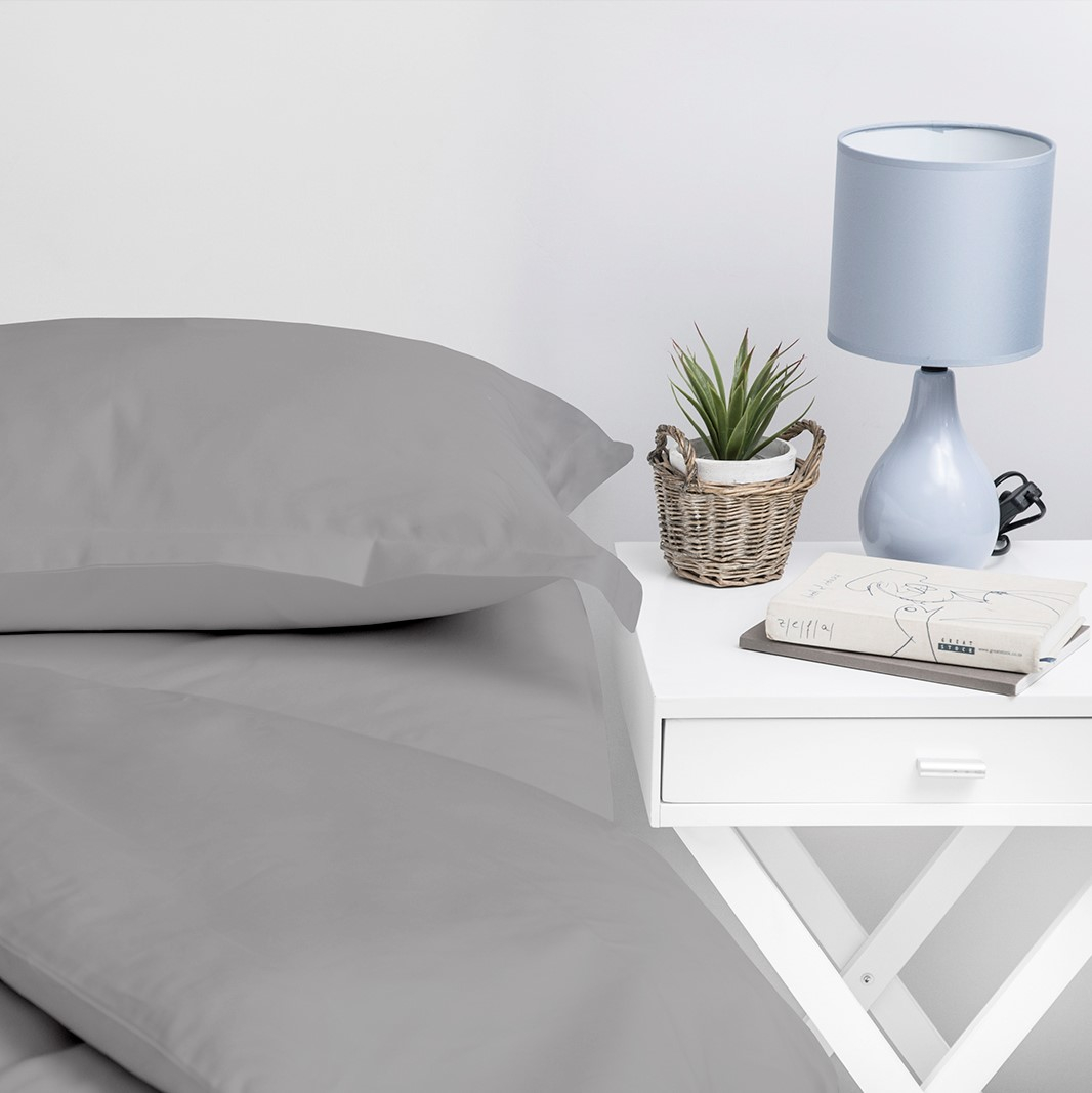 Set of 2, 1000 Thread Count Grey Oxford Pillow Cases