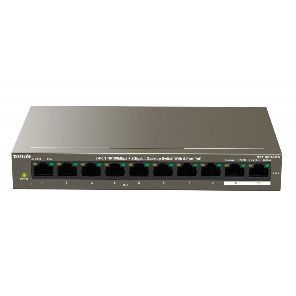 10-Port Ethernet Switch with 8-Port PoE (Model: TEF1110P-8-102W)
